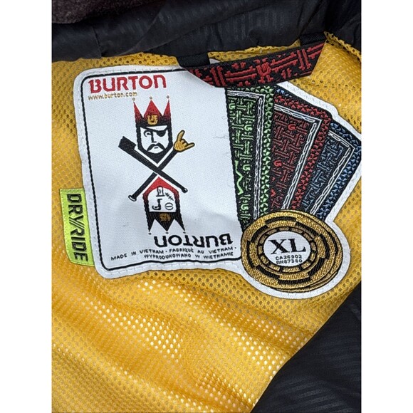 Burton Size XL Dryride Snowboard Zip Up Shell Jacket Oranges Yellow Black Hood - Picture 2 of 11